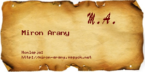 Miron Arany névjegykártya